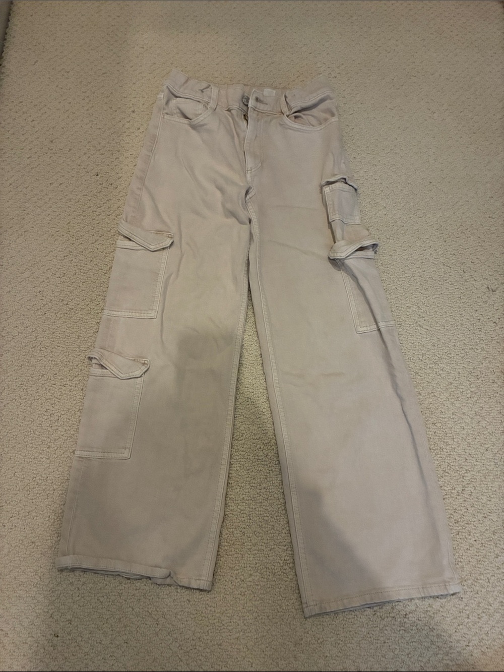H&M Kids Light Beige Cargo Wide-Leg Jeans